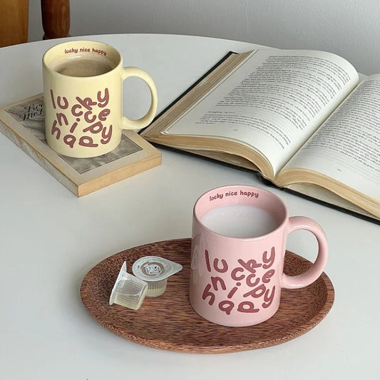 Korean Creative Romantic English Pink Cream Ceramic Cup